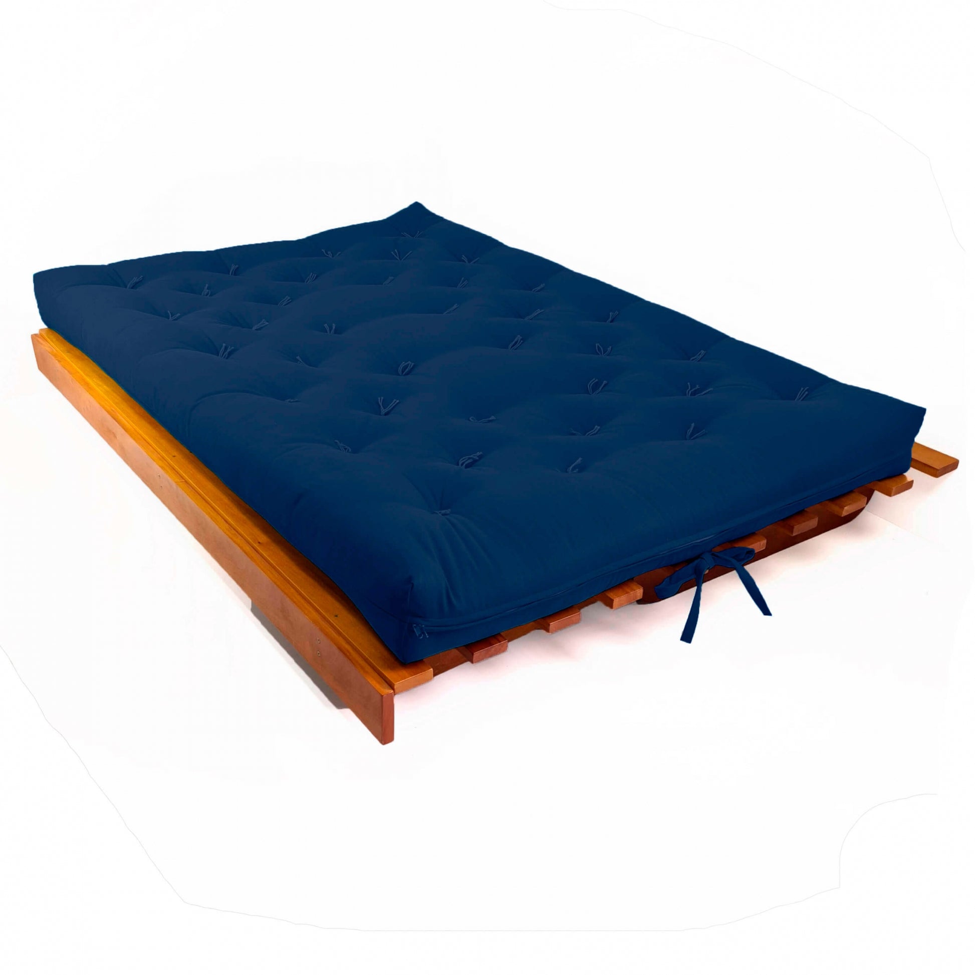 Sofá Cama Futon L Acquablock Azul Royal Madeira Nobre Maciça