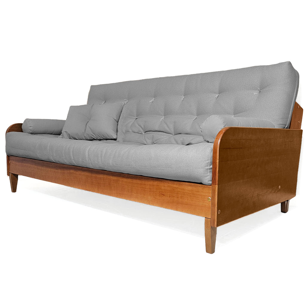 Sofá Cama Paris II Acquablock em Madeira Maciça Natural - Cinza Linho