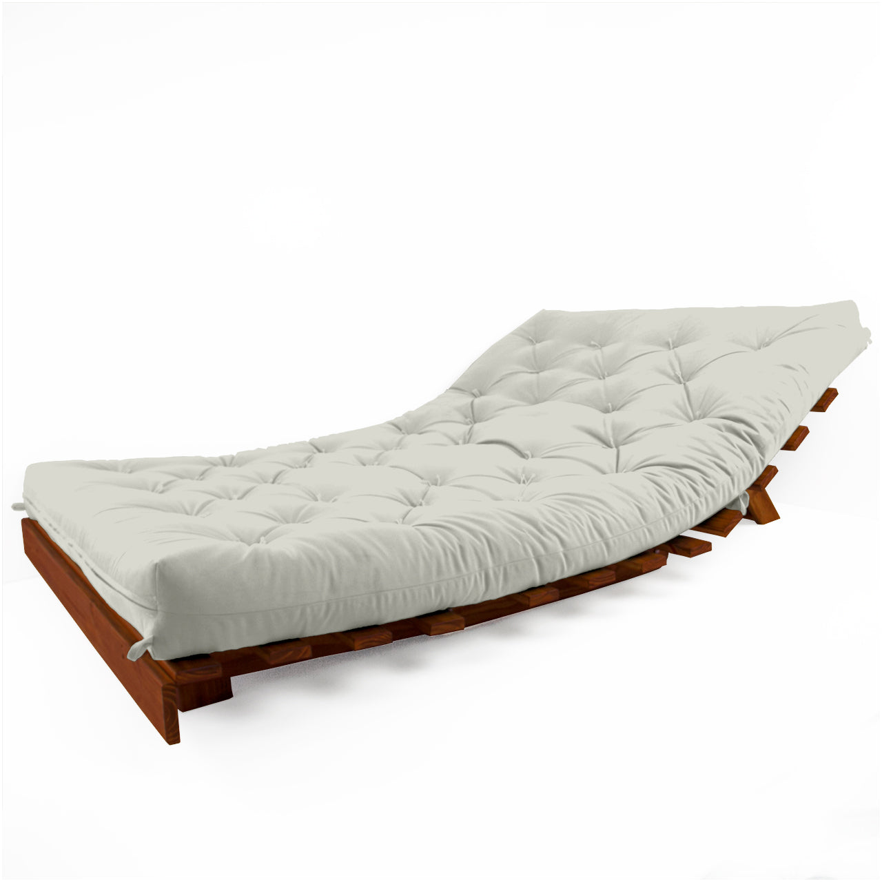Sofá Cama Casal Futon Tokio D33 Madeira Cor Imbuia Acquablock - Branco Off