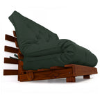 Sofá Cama Casal Futon Tokio Madeira Cor Imbuia Sarja Verde Militar