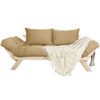 Sofá Cama Reclinável Futon Japão - Madeira Sem Pintura Tecido Acquablock Cor Fendi