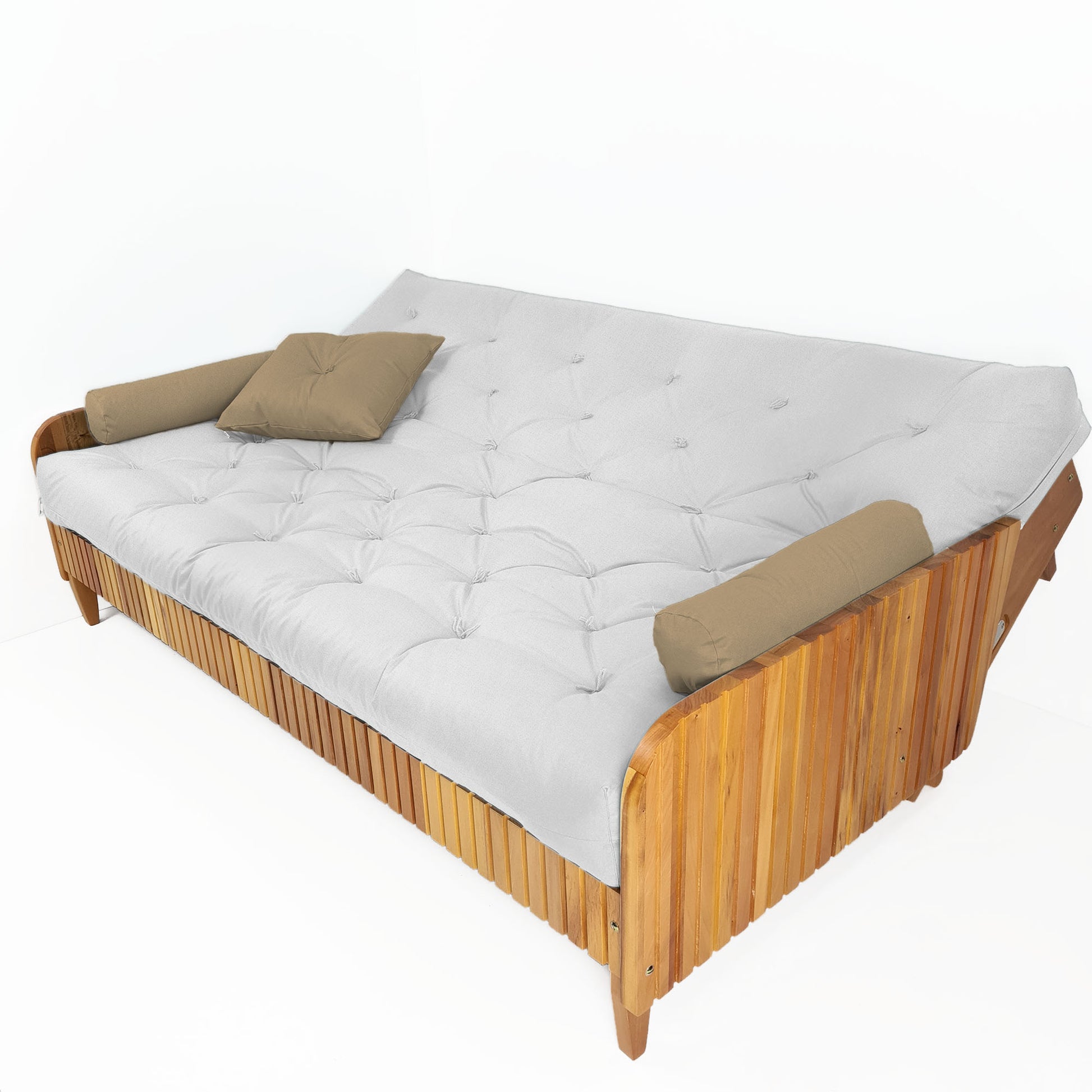 Sofá Cama Paris Ripado Acquablock Madeira Nobre - Branco Off