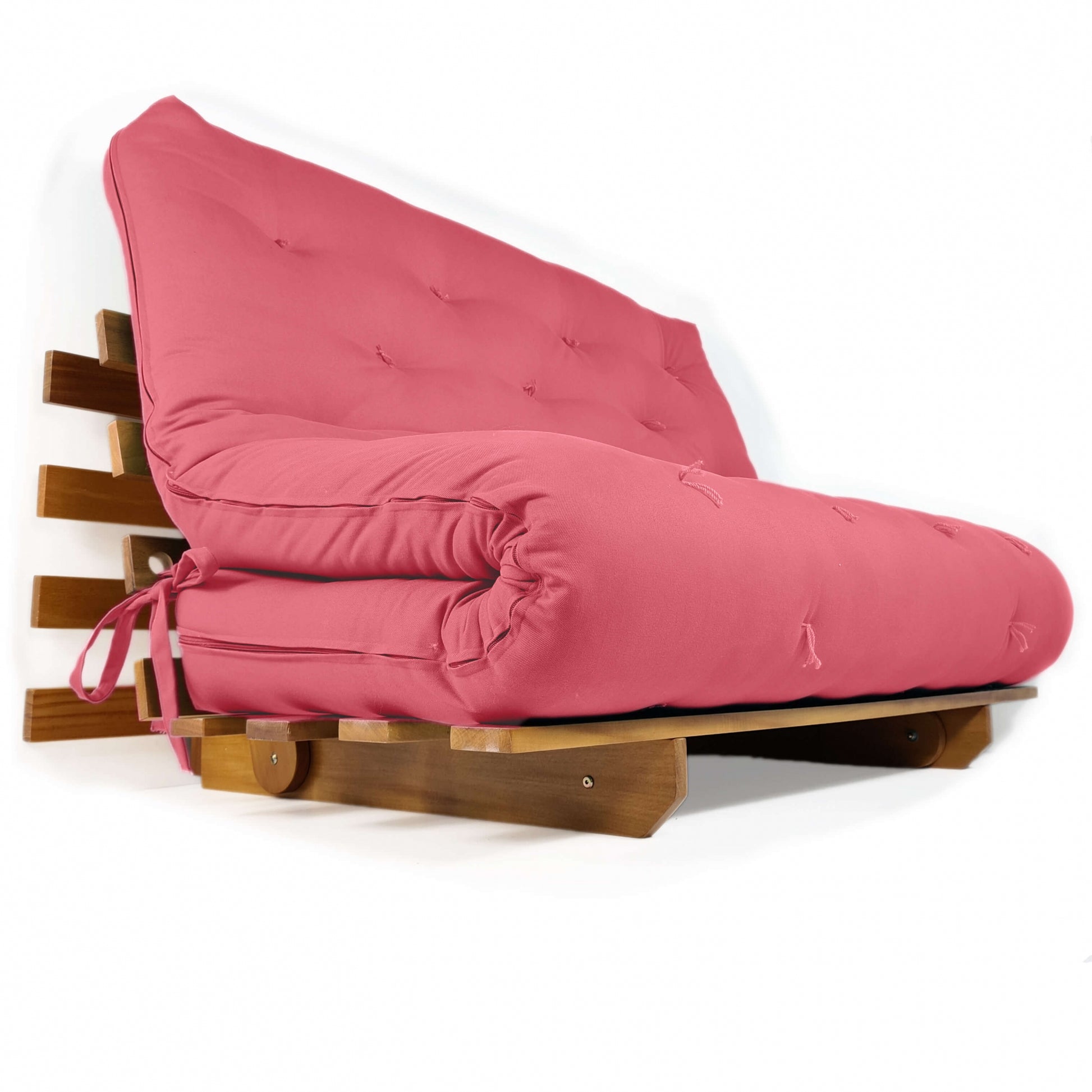 Sofá Cama Casal Futon Oriental Madeira Nobre Natural Goiaba