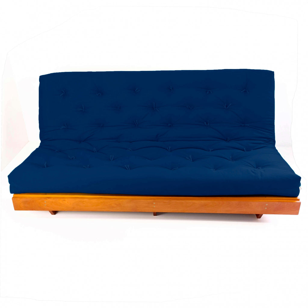 Sofá Cama Futon L Acquablock Azul Royal Madeira Nobre Maciça