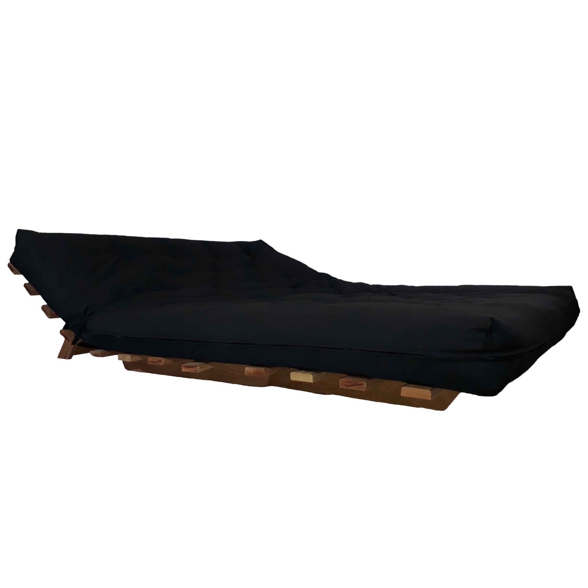 Sofa Cama Casal Futon Oriental Madeira Preta Sarja Preto