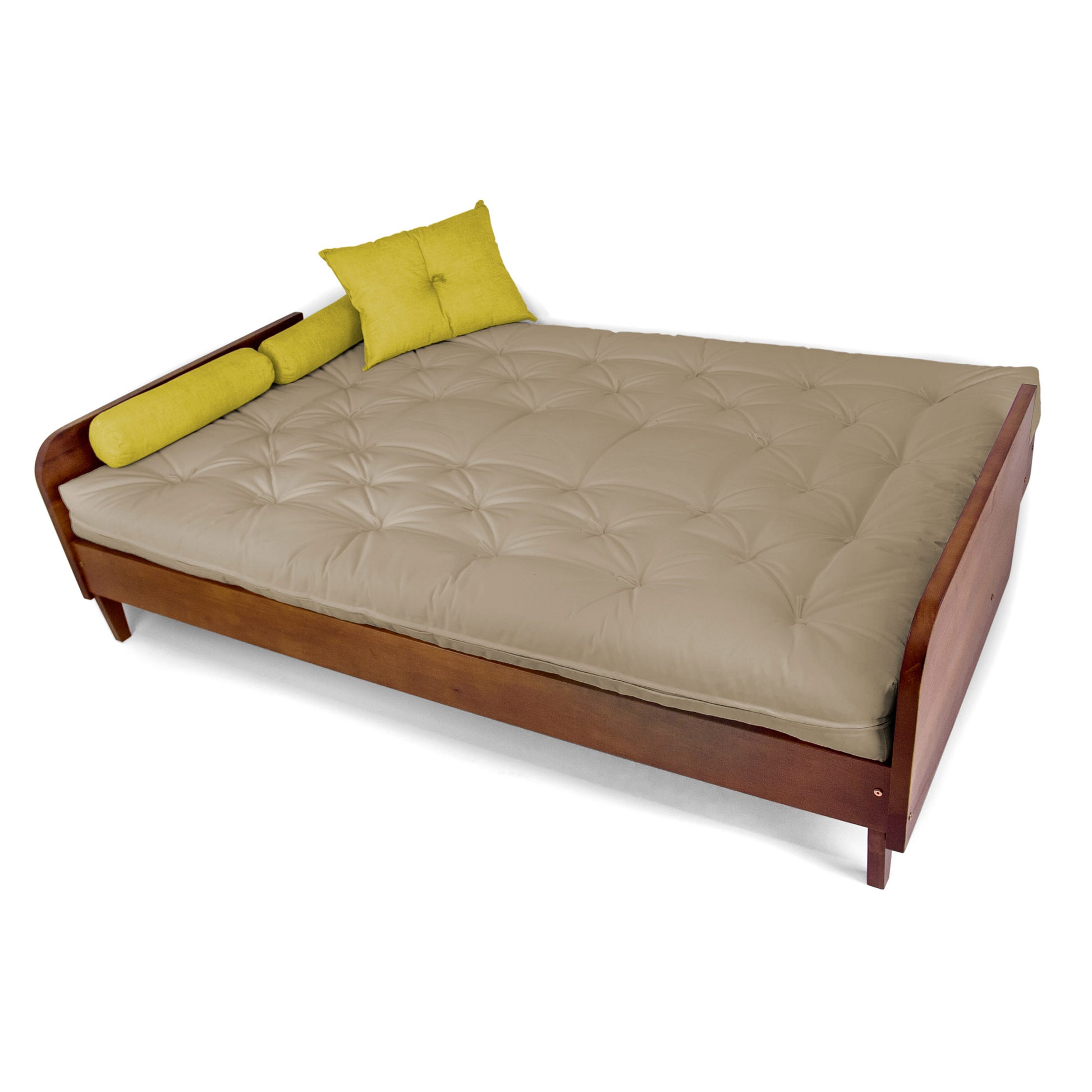 Sofá Cama Paris Sarja Madeira Nobre Imbuia - Bege Claro