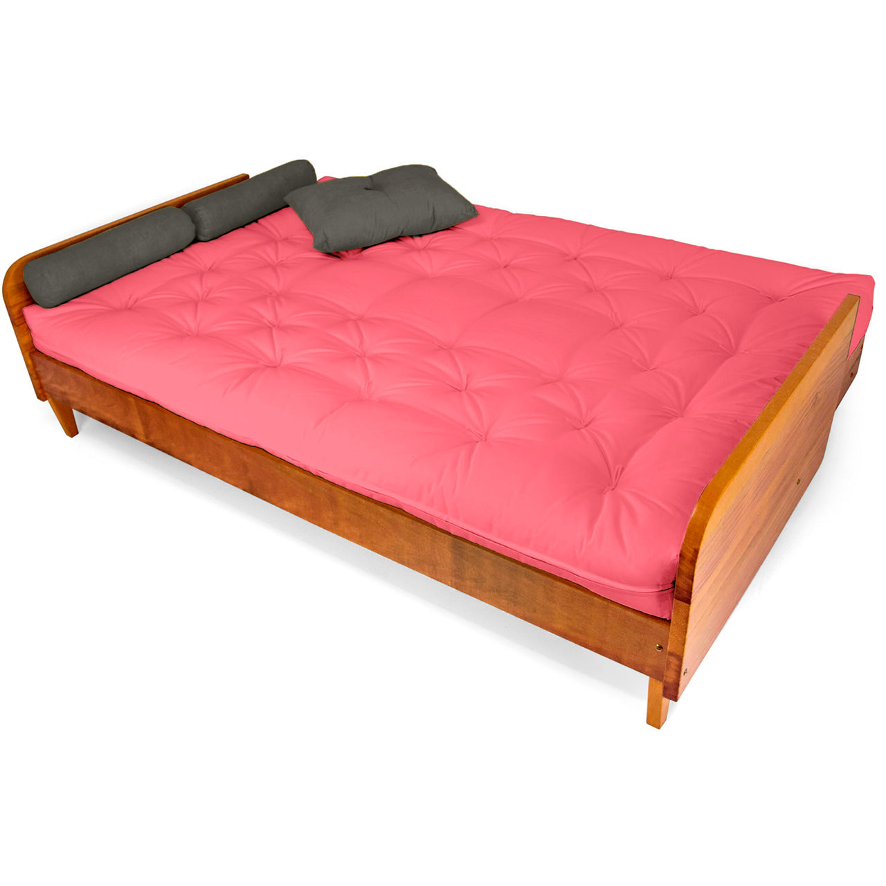 Sofá Cama Paris Sarja Madeira Nobre Natural - Goiaba