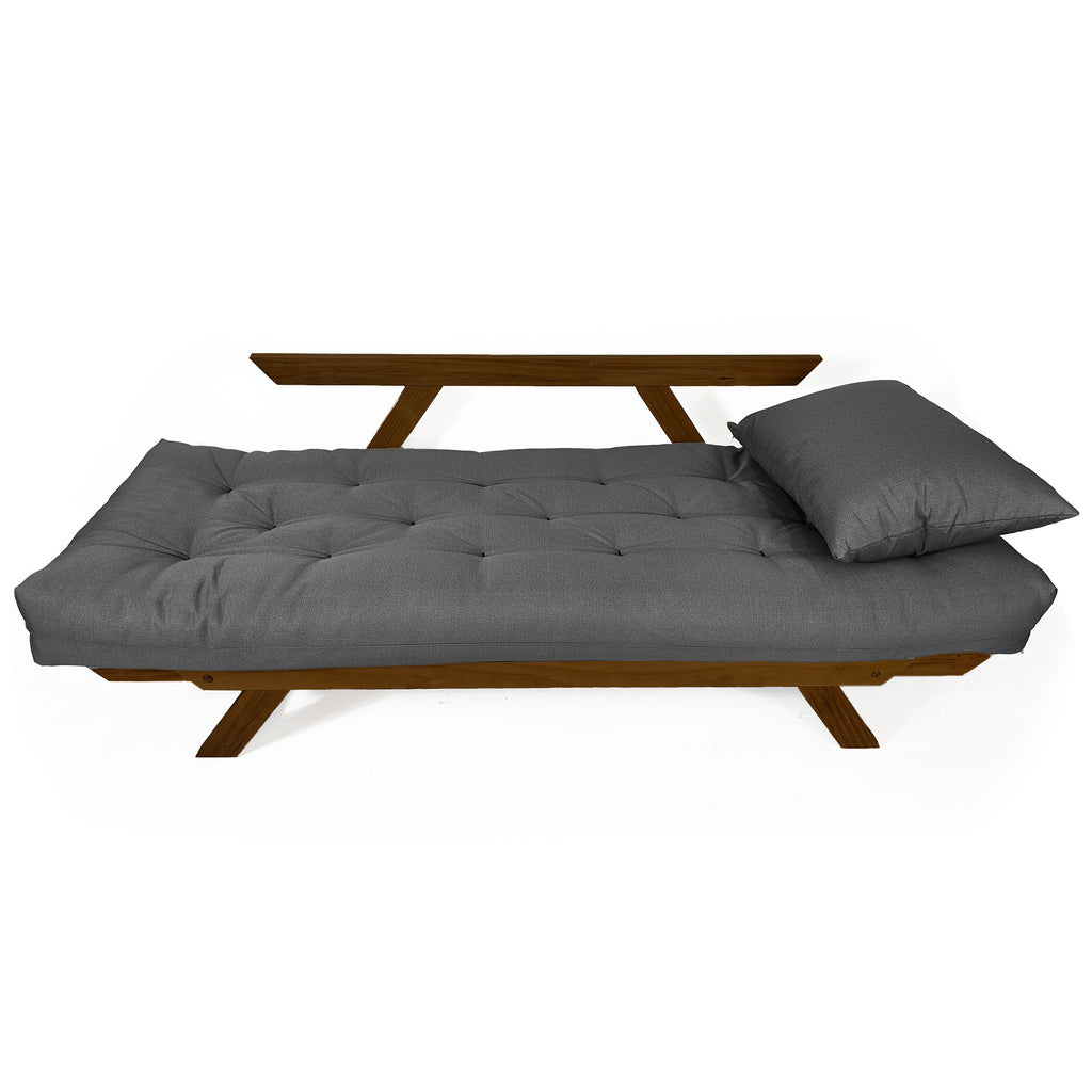 Sofá Japão Futon Acquablock Madeira Cor Imbuia D33 - Chumbo