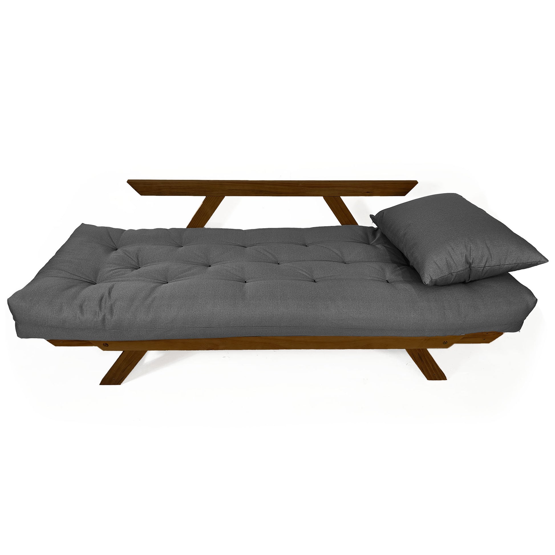 Sofá Japão Futon Acquablock Madeira Cor Imbuia D33 - Chumbo