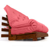 Sofá Cama Casal Futon Tokio Madeira Cor Imbuia Sarja Goiaba