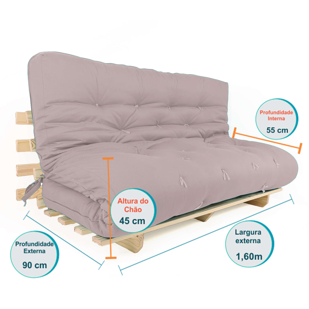 Sofa Cama Futon Oriental King D33 Madeira Pinus Acquablock Fendi