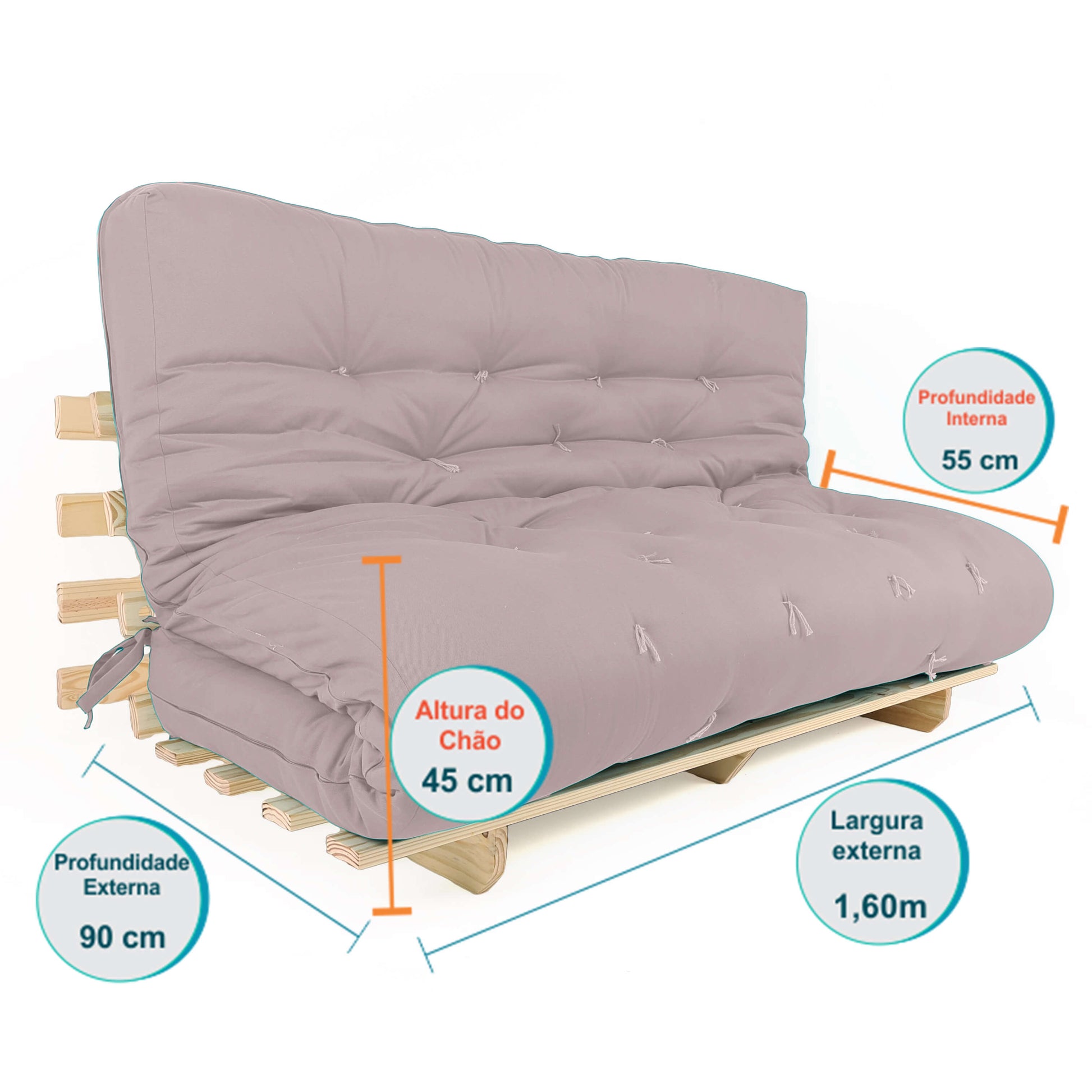 Sofa Cama Futon Oriental King D33 Madeira Pinus Acquablock Fendi