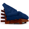 Sofá Cama Casal Futon Tokio Madeira Cor Imbuia Acquablock Azul Royal
