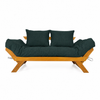 Sofá Cama Reclinável Futon Japão D33 - Madeira Cor Mel Tecido Acquablock Verde Oliva