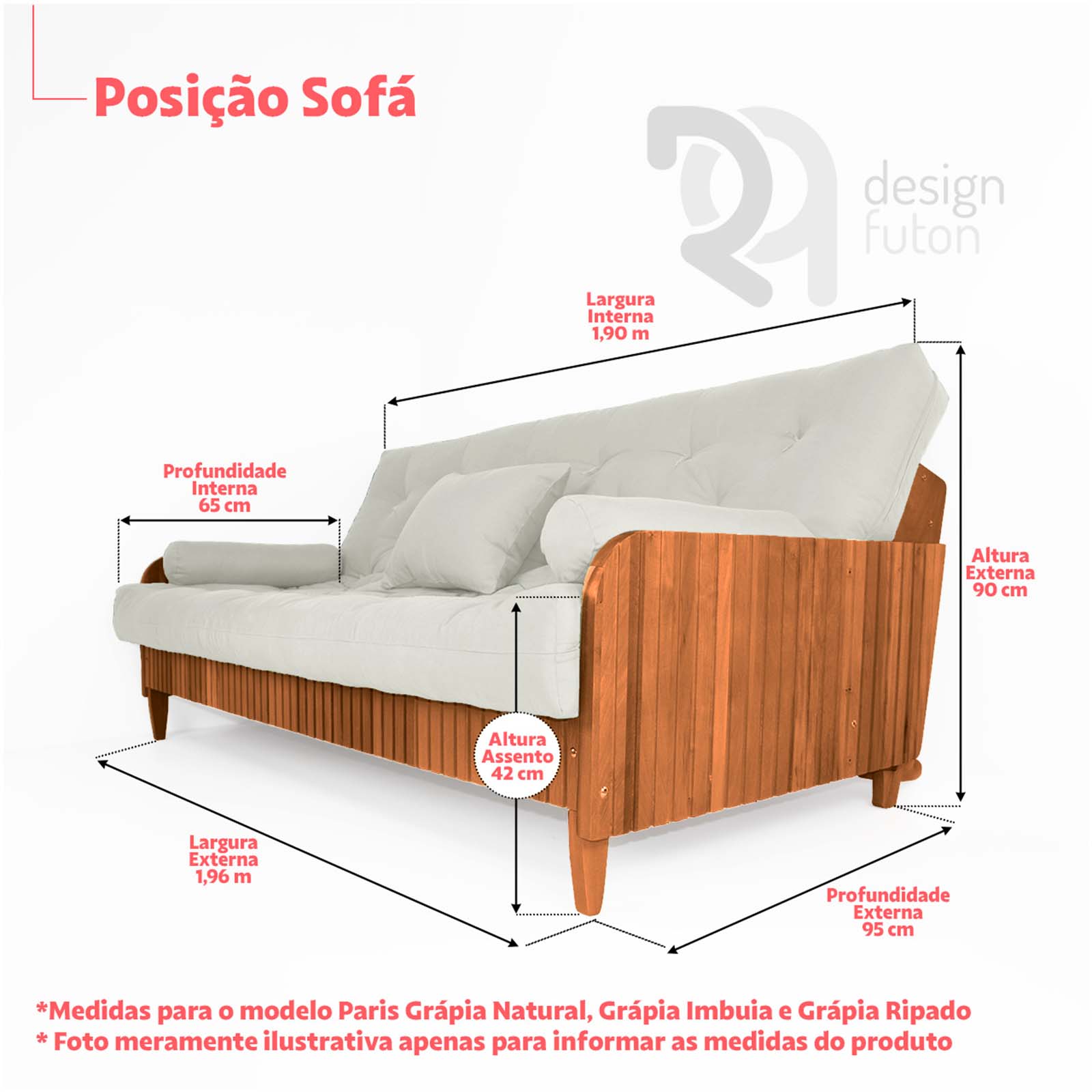 Sofá Cama Paris II Ripado Acquablock Madeira Maciça Natural - Azul Royal