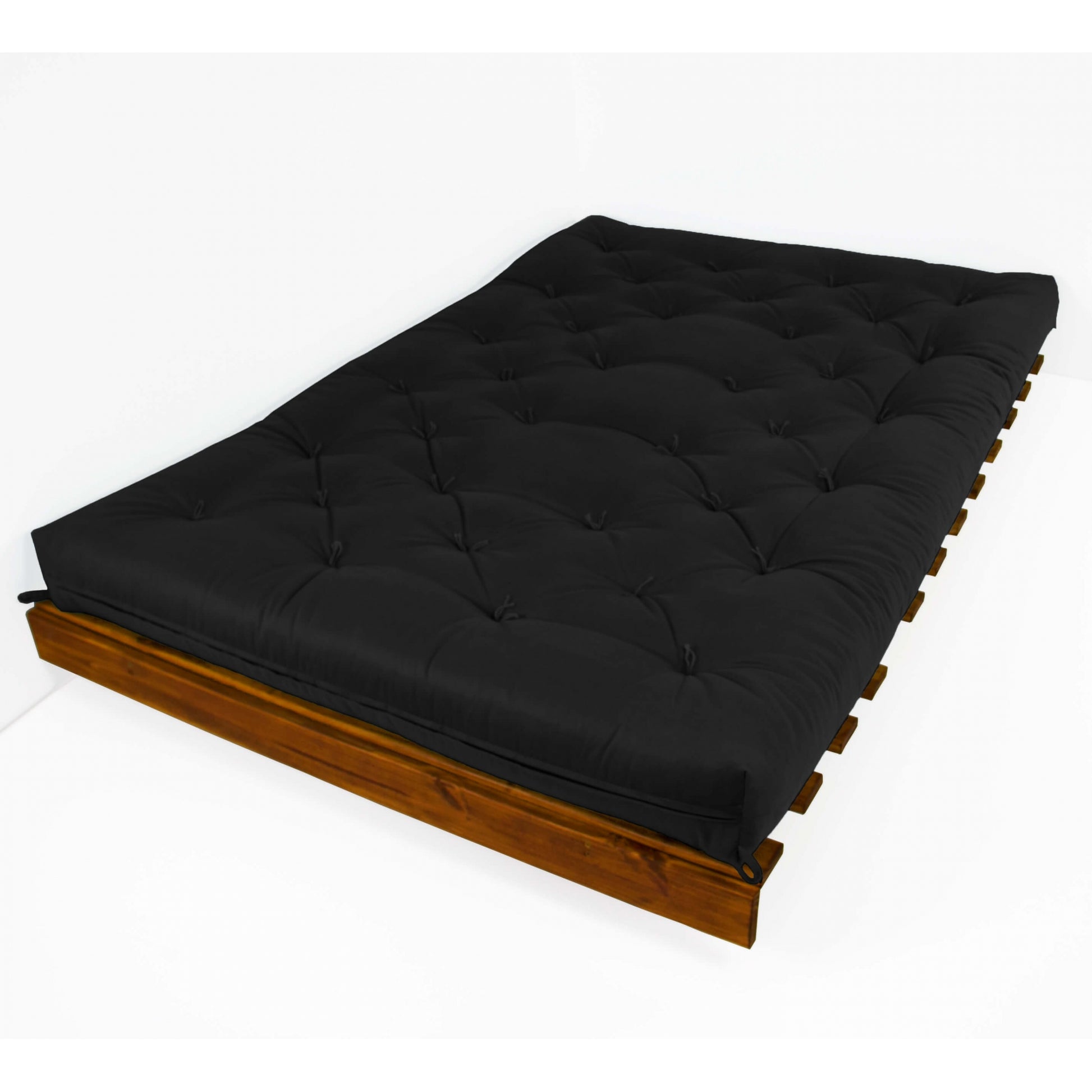 Sofá Cama Casal Futon Tokio Madeira Cor Imbuia Acquablock Preto