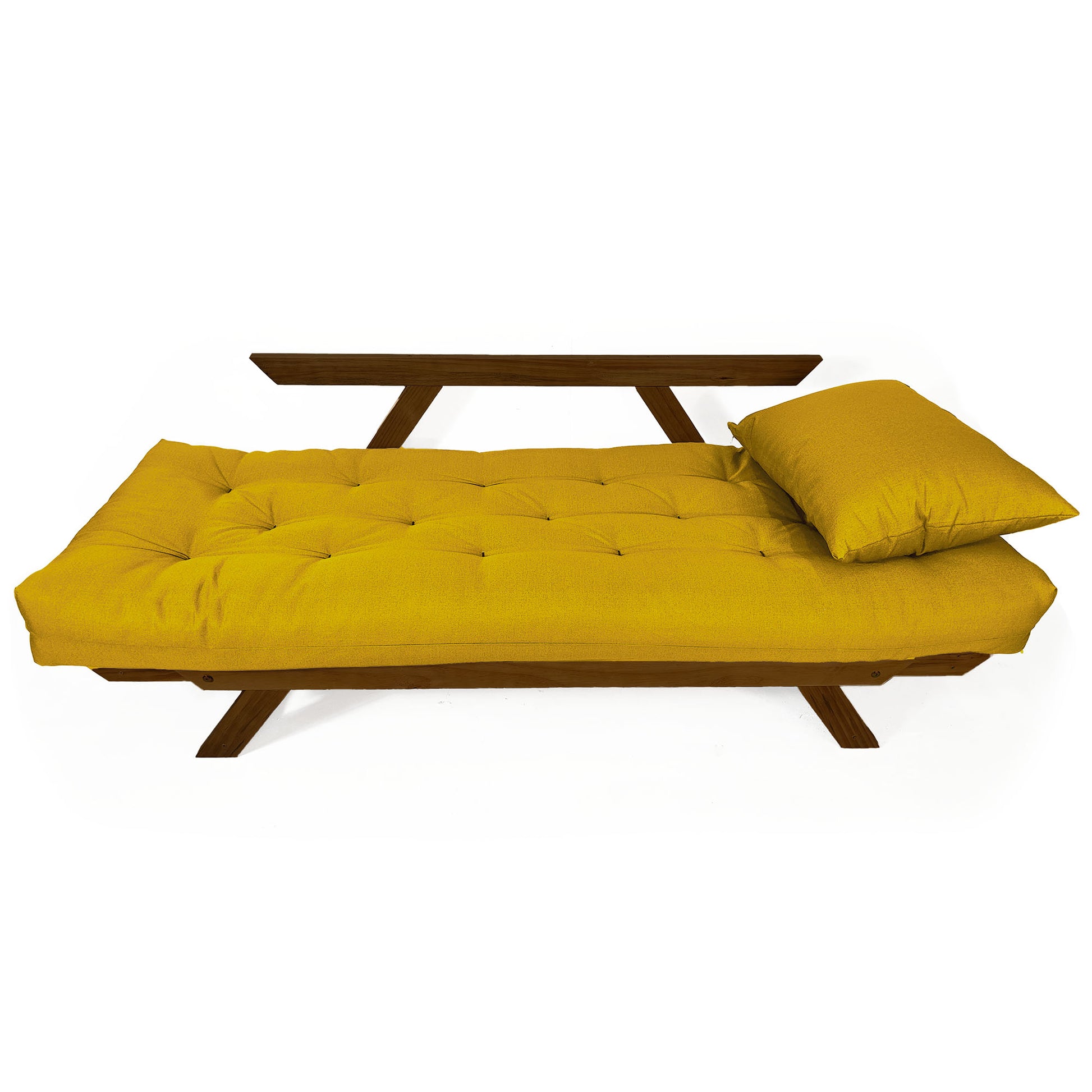 Sofá Japão Futon Acquablock Madeira Cor Imbuia D33 - Amarelo