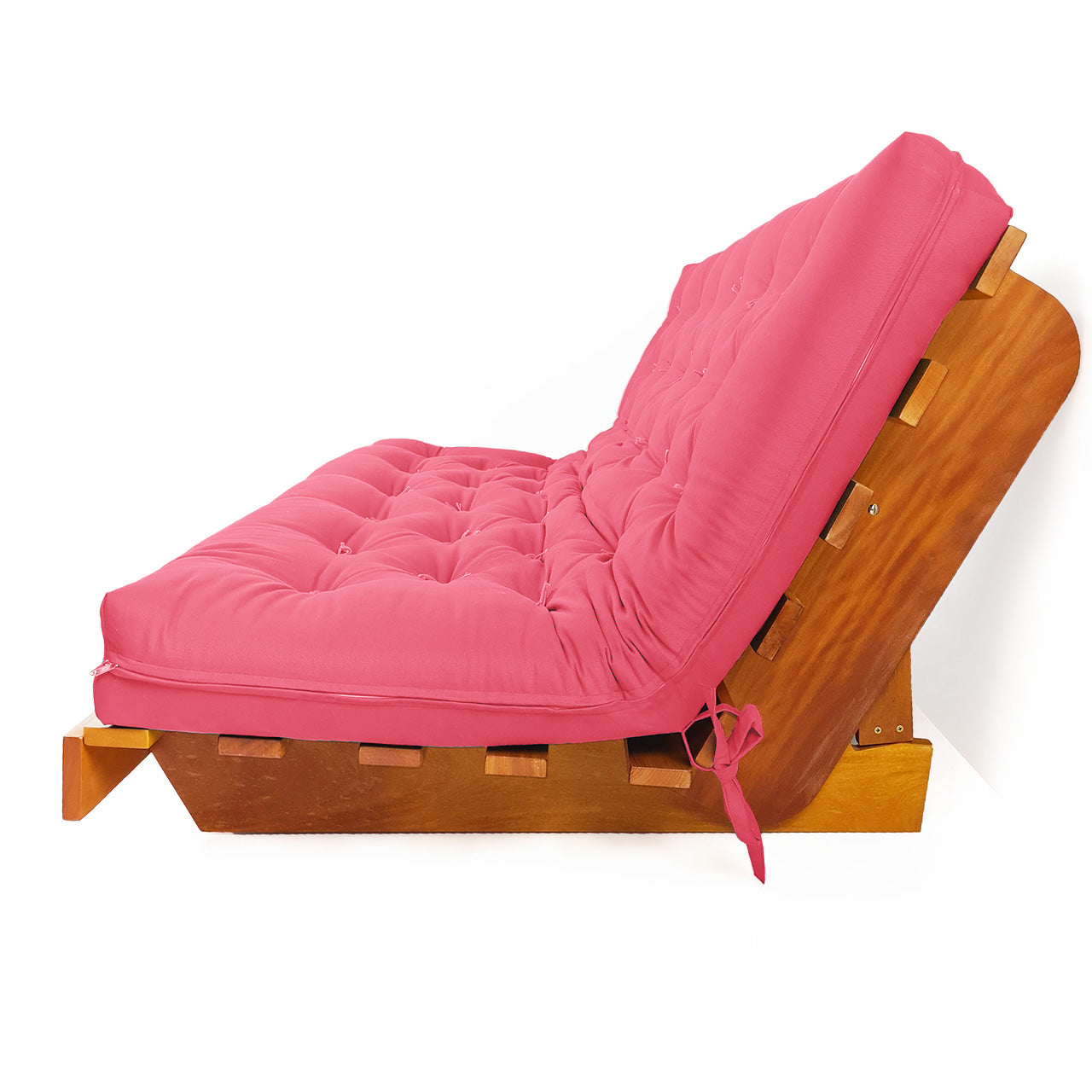Sofá Cama Futon L Sarja Goiaba em Madeira Nobre Maciça