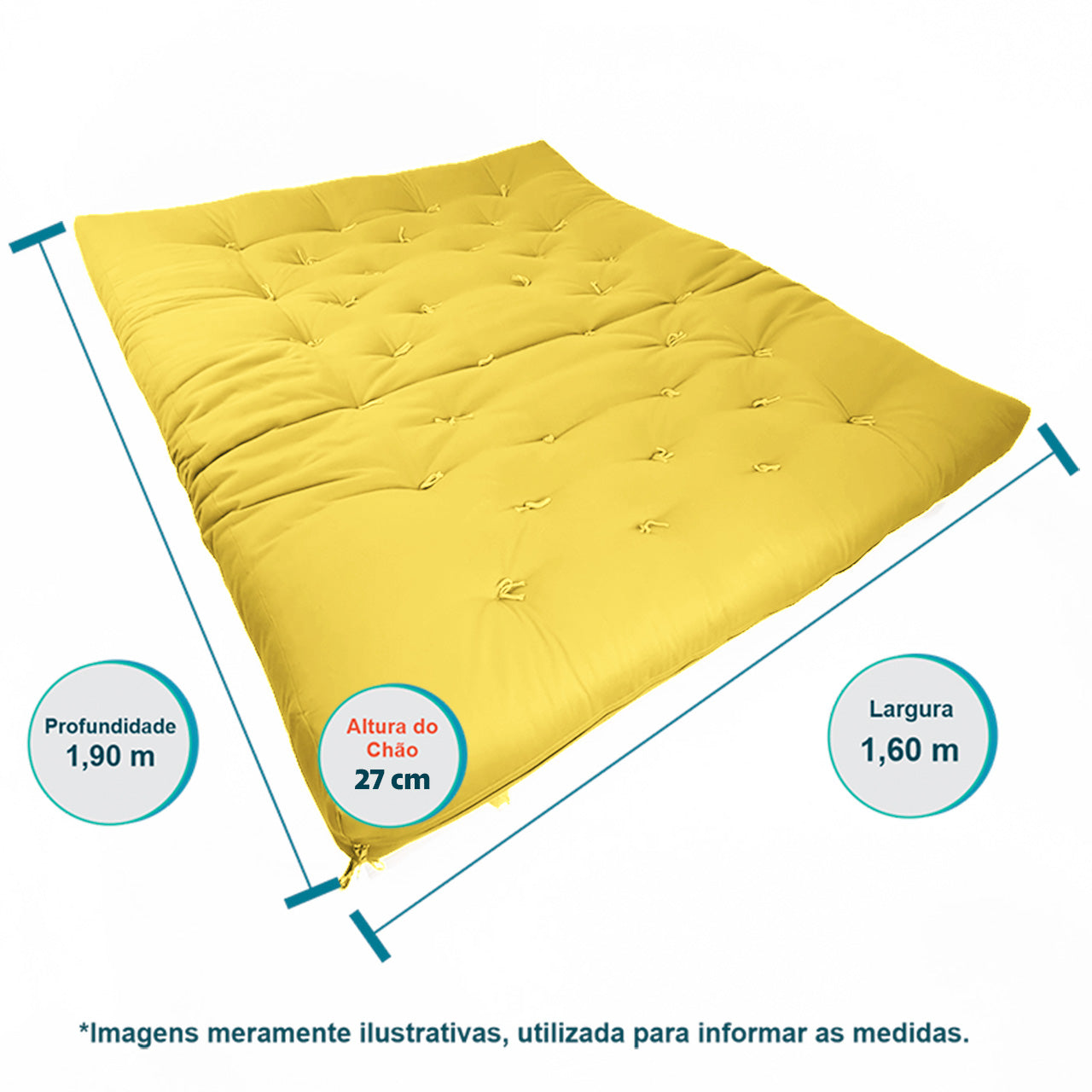 Sofa Cama Futon Oriental King Madeira Pinus Acquablock Amarelo