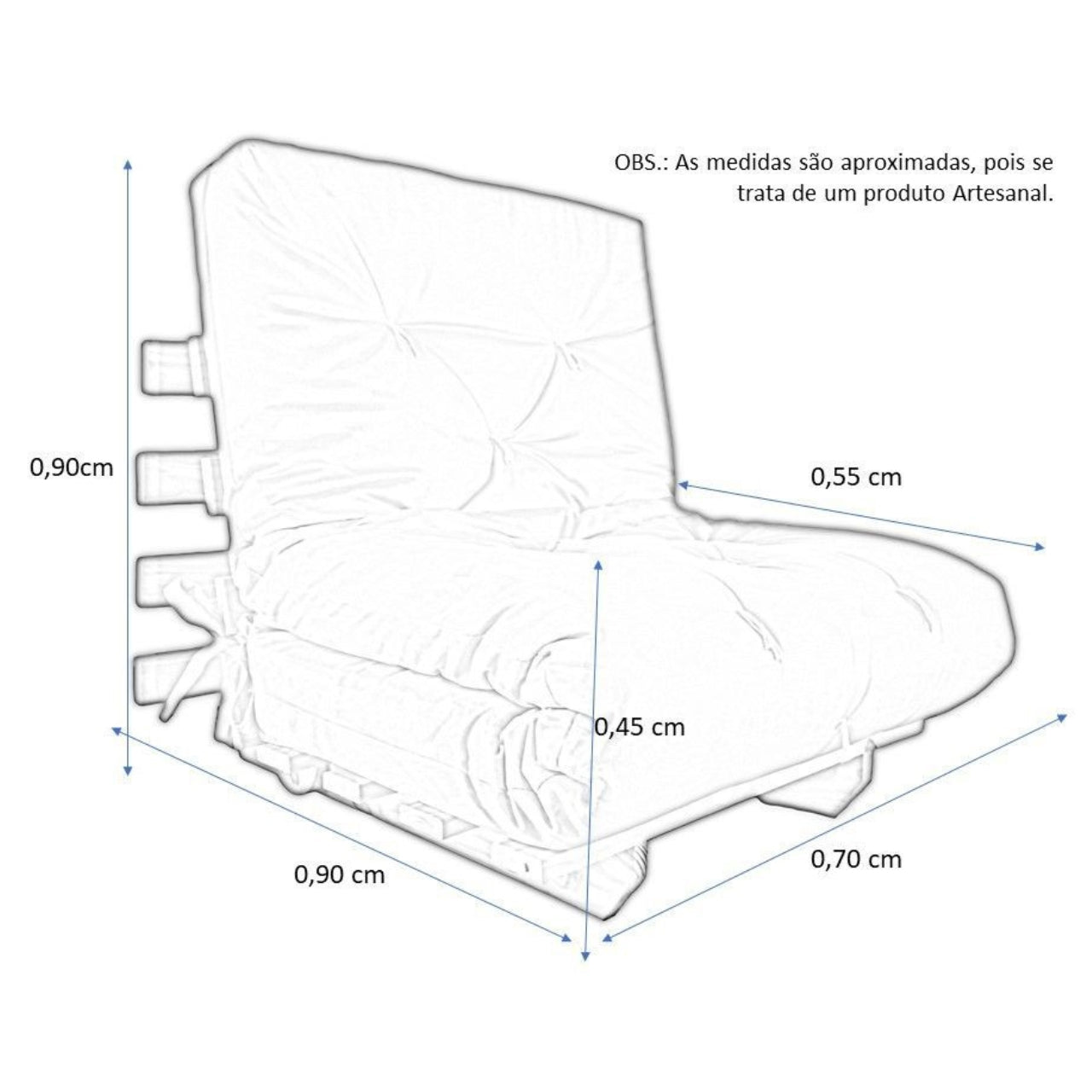 Sofa Cama Solteiro Futon Dobrável Sarja Cinza