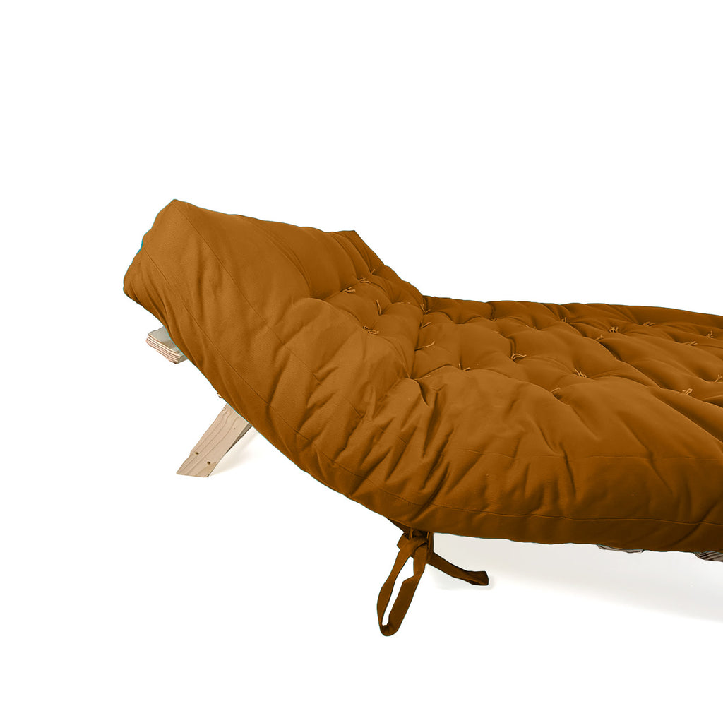 Sofa Cama Futon Oriental King Madeira Pinus Sarja Caramelo