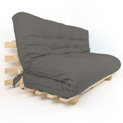 Sofa Cama Futon Oriental King Madeira Pinus Sarja Cinza