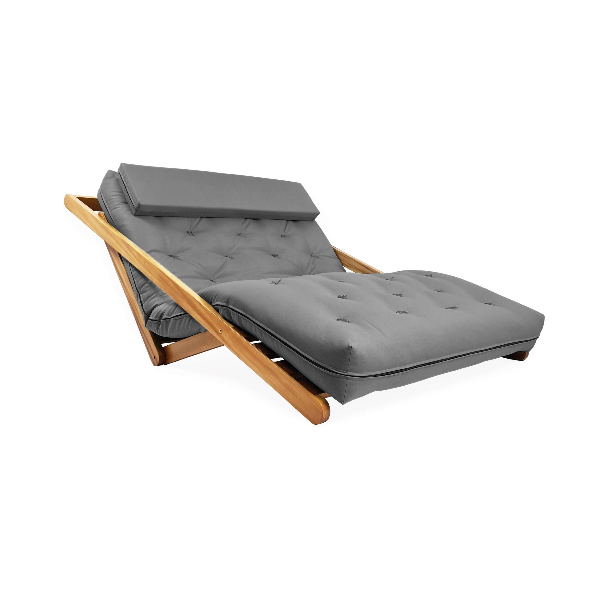Poltrona New York Reclinável Casal Futon Sarja cinza Sala de Estar