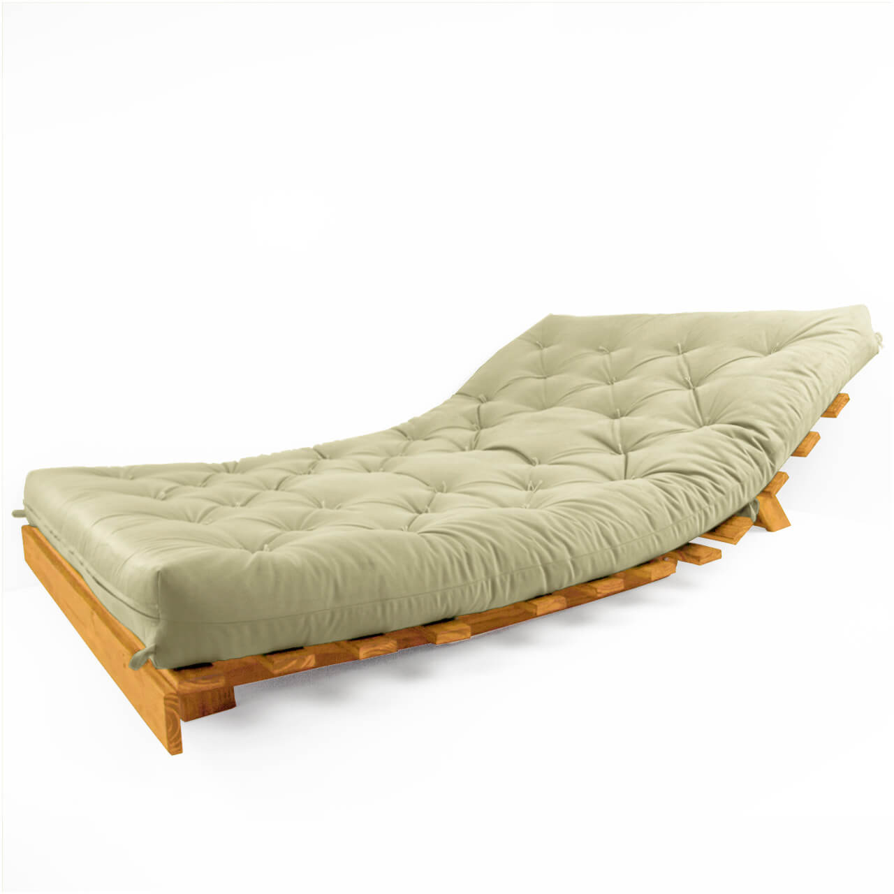 Sofá Cama Casal Futon Tokio D33 Madeira Maciça Cor Mel - Bege Claro