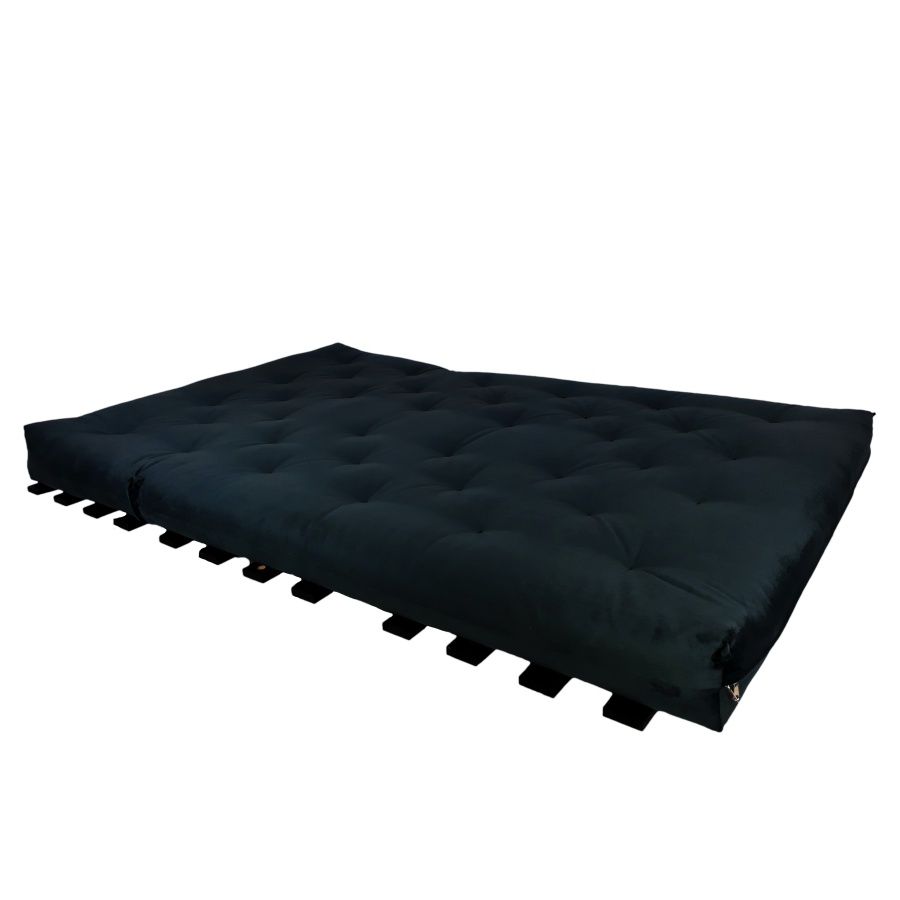 Sofa Cama Casal Futon Oriental Madeira Preta Sarja Preto