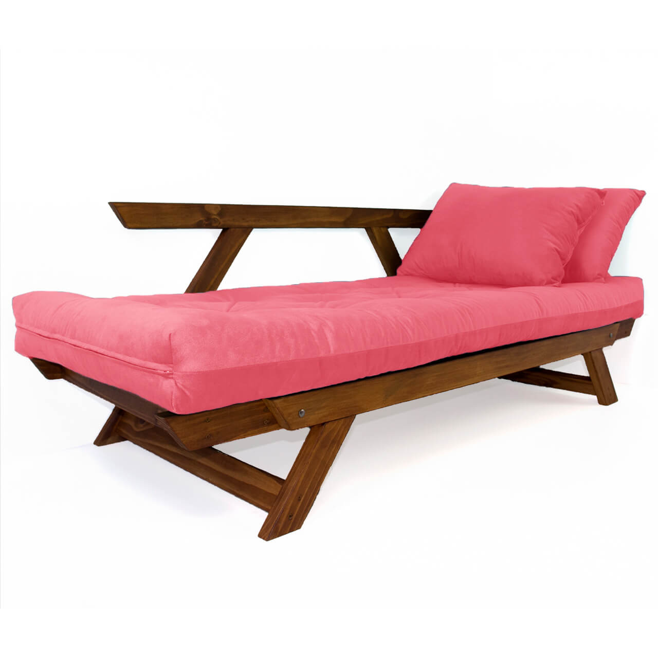 Sofá Japão Futon Sarja Madeira Cor Imbuia - Goiaba