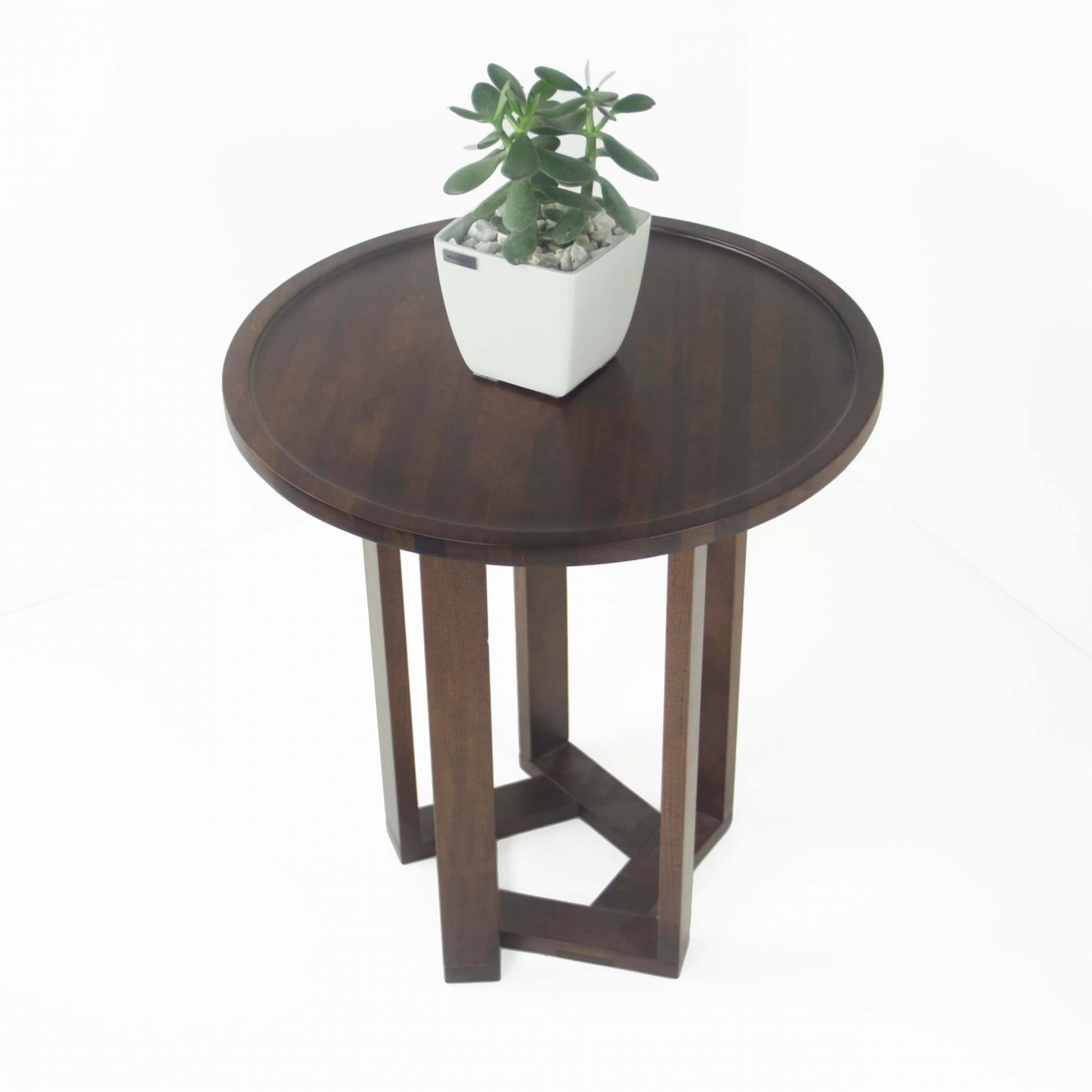 Mesa Lateral Design Redonda Madeira Nobre Imbuia