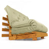 Sofá Cama Casal Futon Tokio Madeira Cor Mel Sarja Bege
