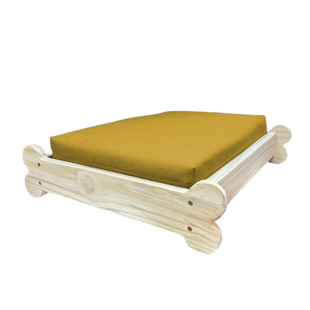 Cama Caminha Pet Impermeável Madeira Maciça - Amarelo