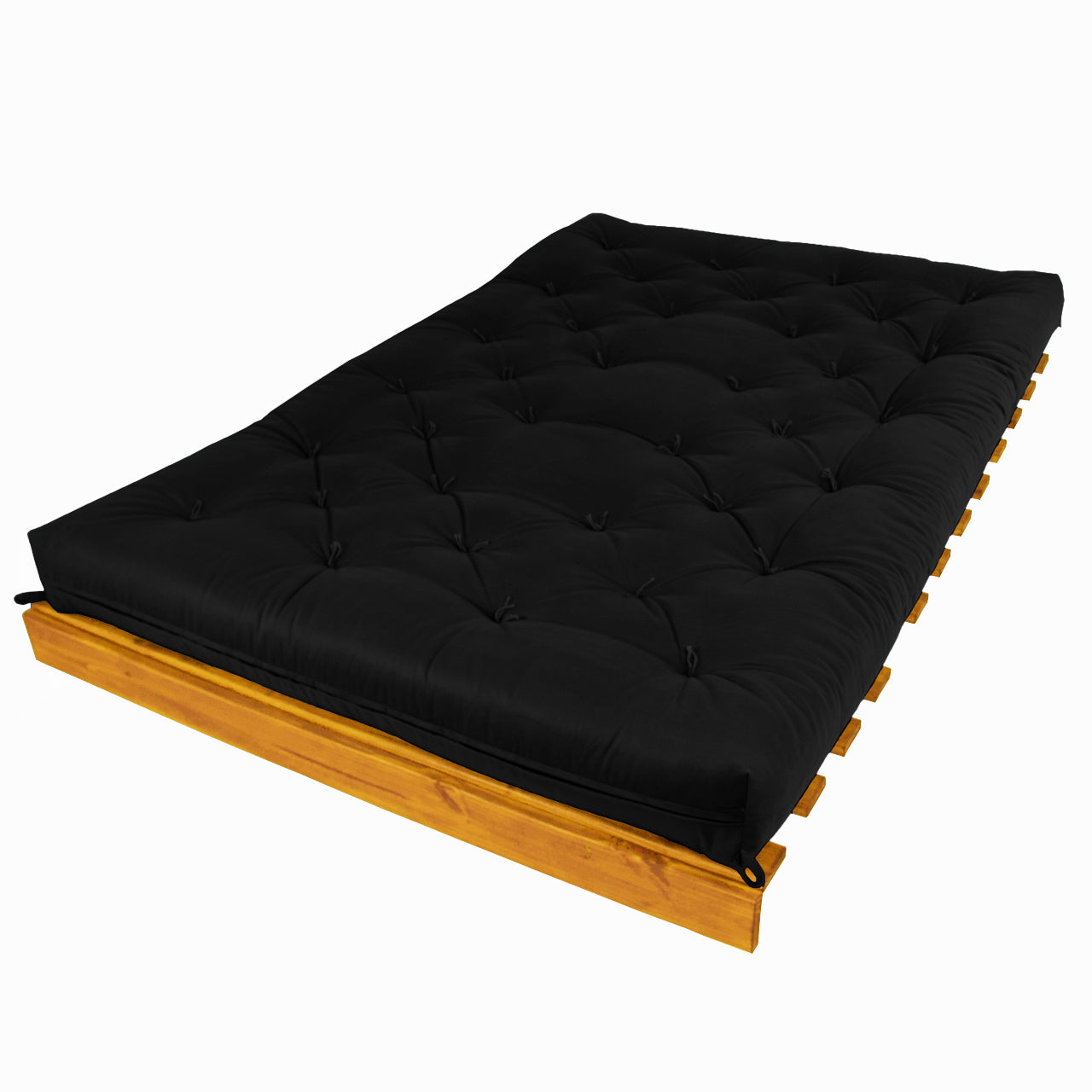 Sofá Cama Casal Futon Tokio Madeira Cor Mel Acquablock Preto