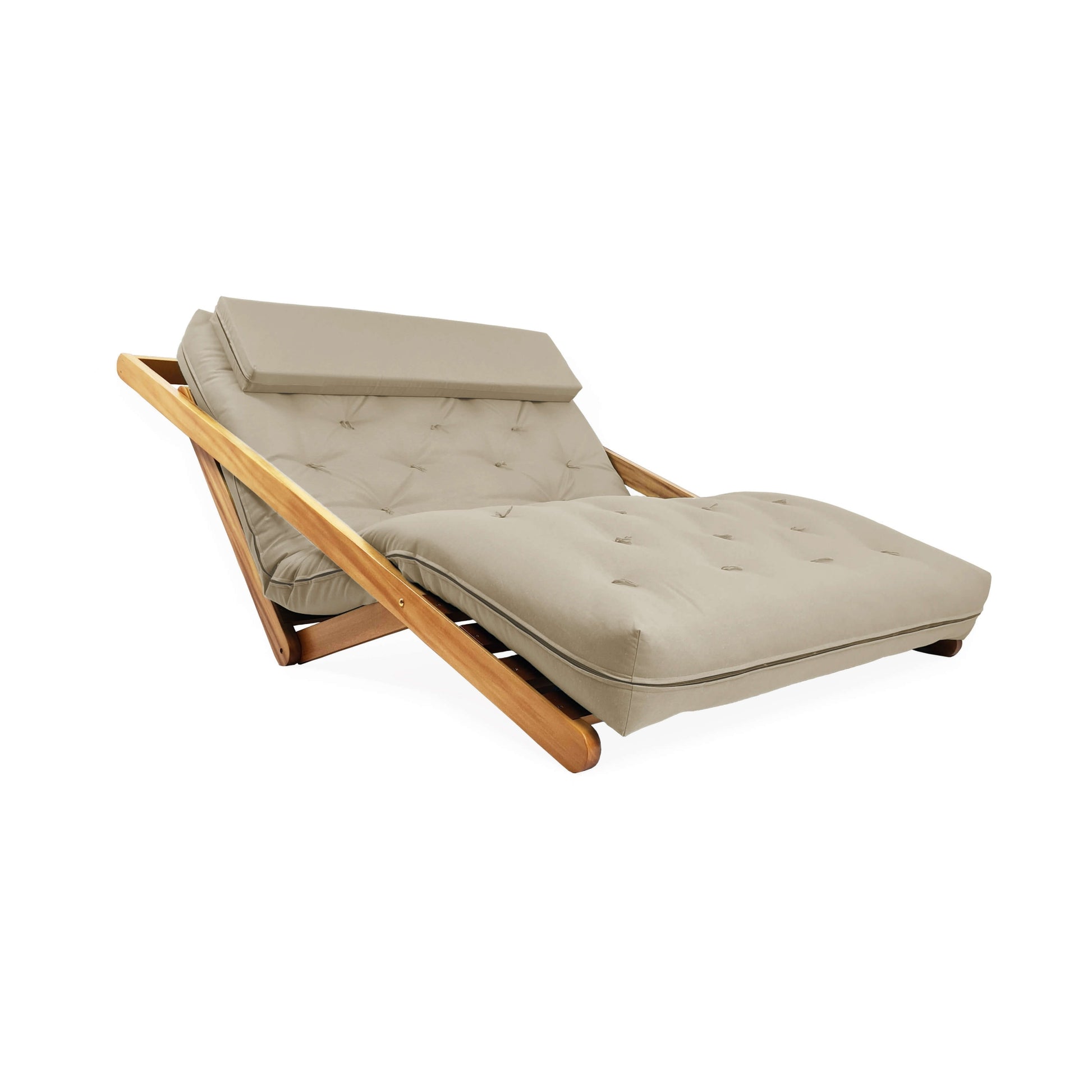 Poltrona New York Reclinável Casal Futon Sarja Bege Sala de Estar