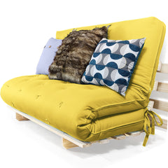 Sofa Cama Casal Futon Oriental Madeira Maciça Acquablock Amarelo