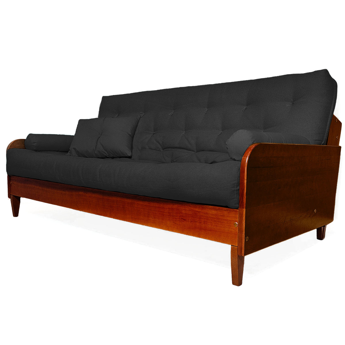 Sofá Cama Casal Futon Paris II Sarja em Madeira Maciça Imbuia - Cor Preto