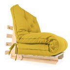 Sofa Cama Solteiro Futon Dobrável - Madeira Natural Acquablock Amarelo