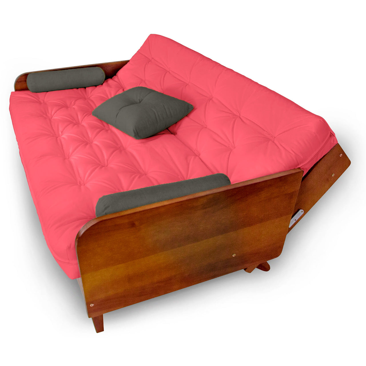 Sofá Cama Paris Sarja Madeira Nobre Imbuia - Goiaba