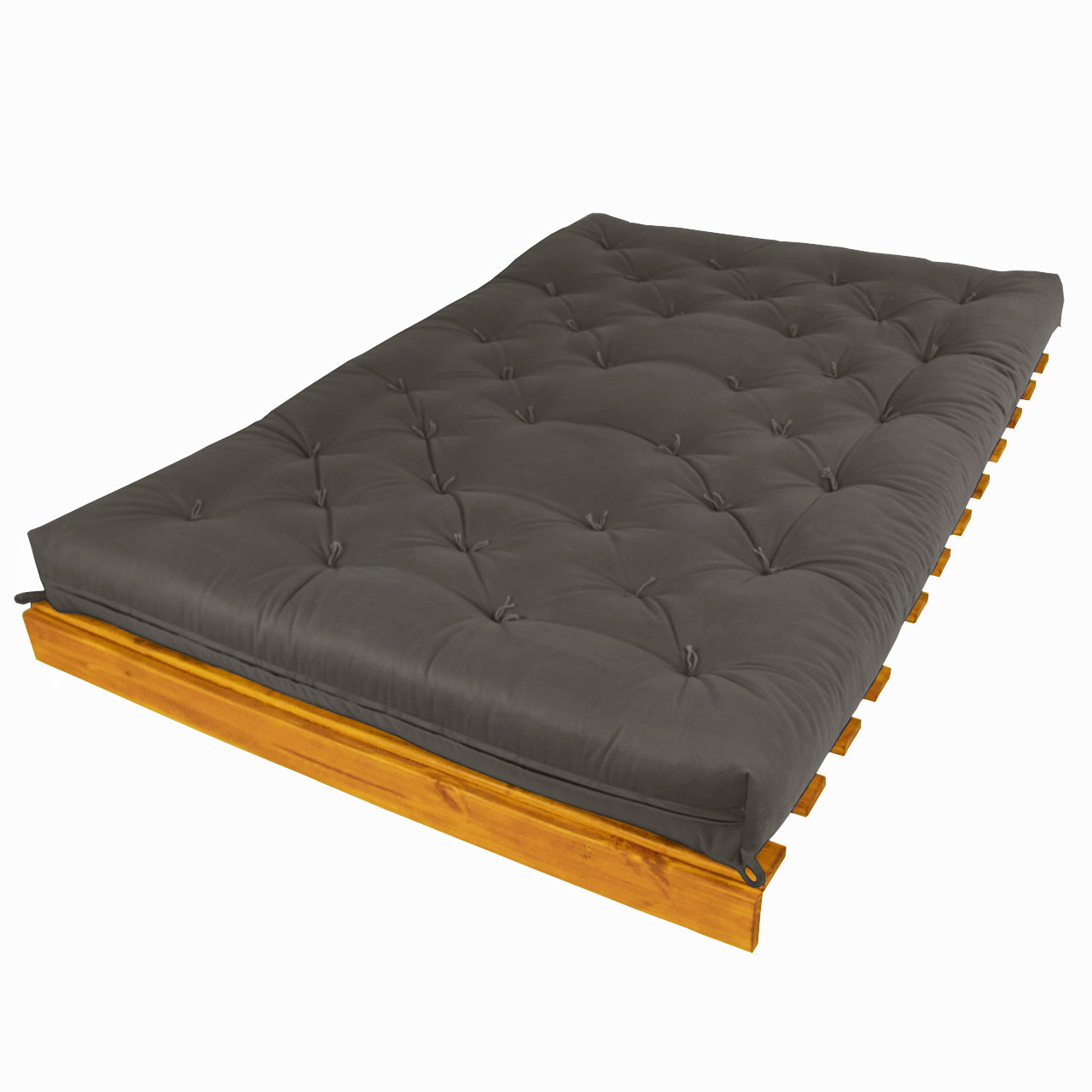Sofá Cama Casal Futon Tokio Madeira Cor Mel Acquablock Chumbo