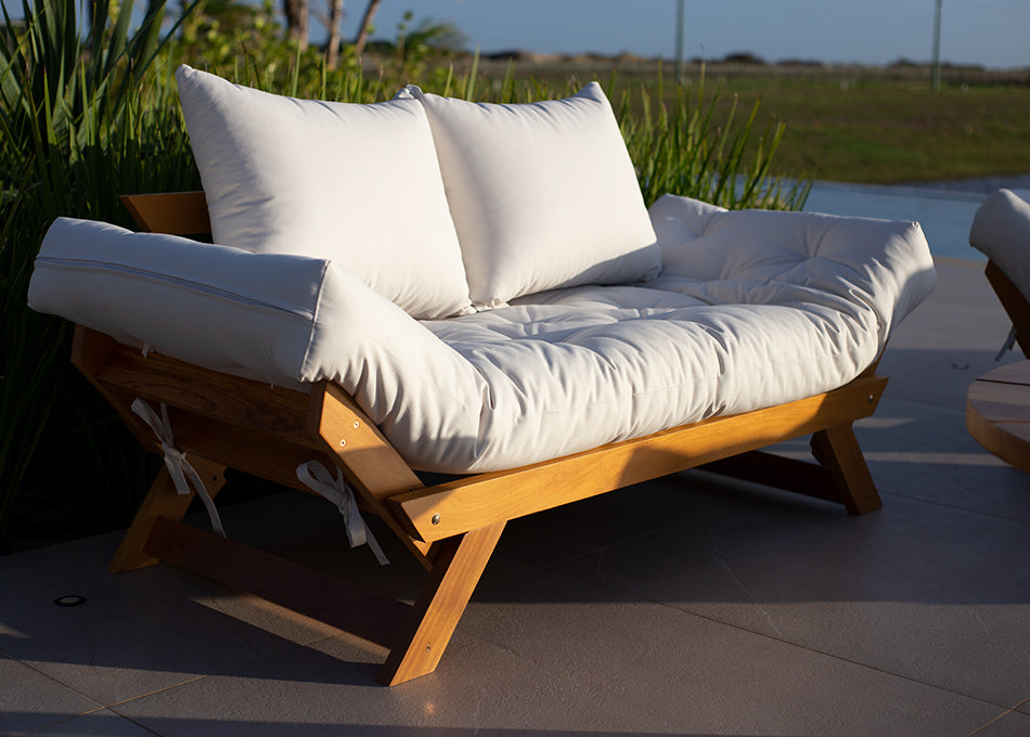 Sofá Japão Futon Acquablock Madeira Nobre Natural - Fendi