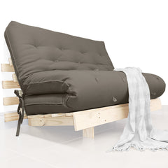 Sofá Cama Casal Futon Tokio D33 Madeira Pinus Natural - Cinza
