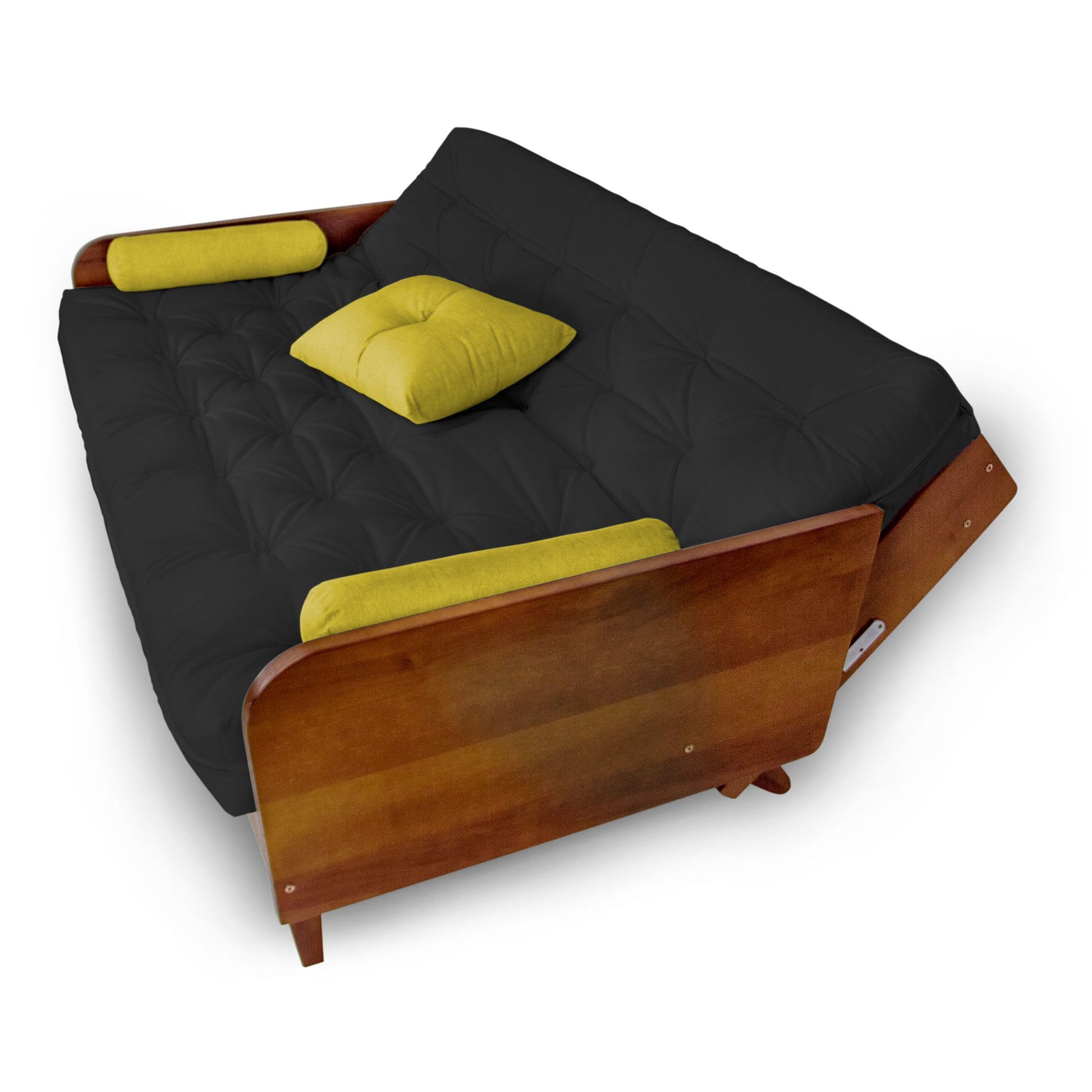 Sofá Cama Paris Acquablock Madeira Nobre Imbuia - Preto