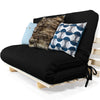 Sofa Cama Casal Futon Oriental Madeira Maciça Acquablock Preto