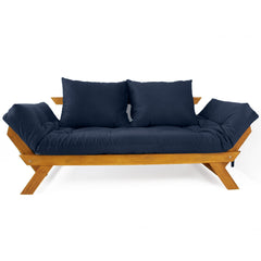 Sofá Japão Futon Acquablock Madeira Cor Mel - Azul Royal
