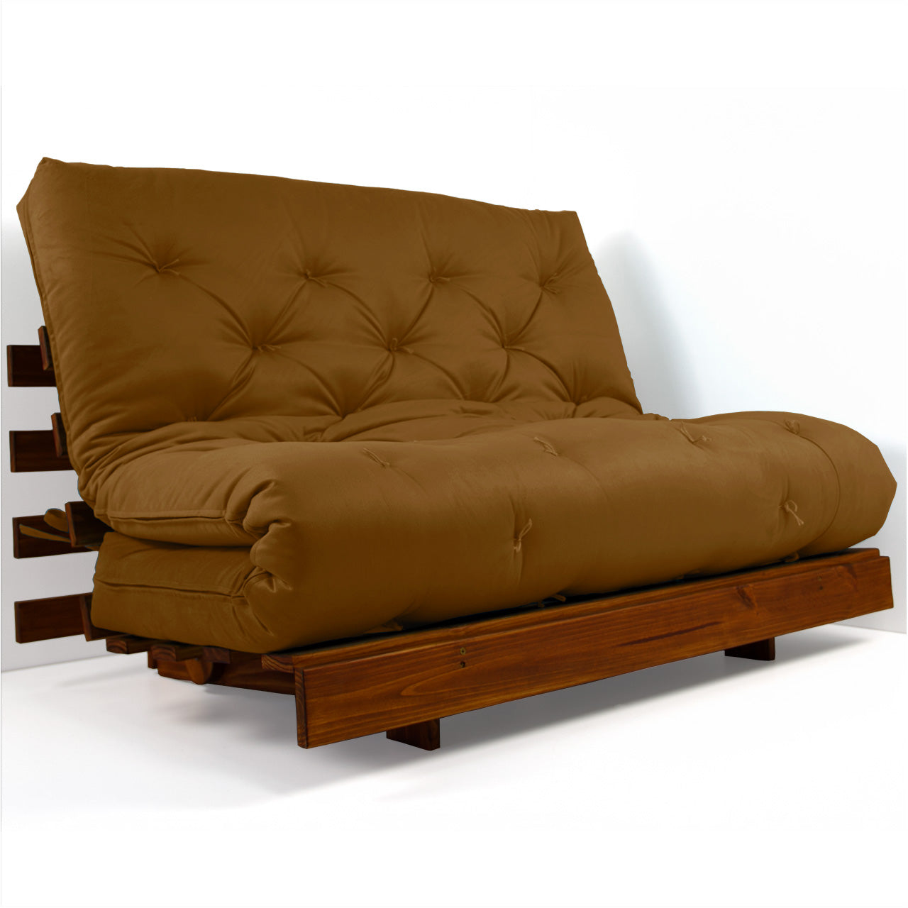 Sofá Cama Casal Futon Tokio D33 Madeira Maciça Cor Imbuia - Caramelo