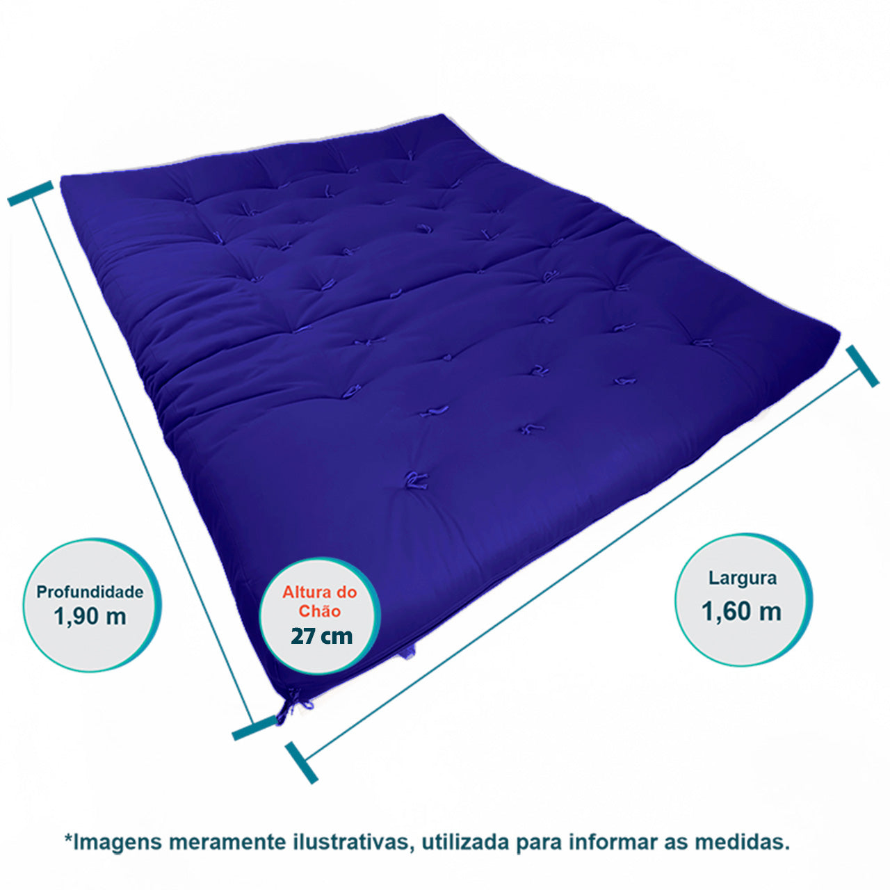 Sofa Cama Futon Oriental King Madeira Pinus Acquablock Azul Royal