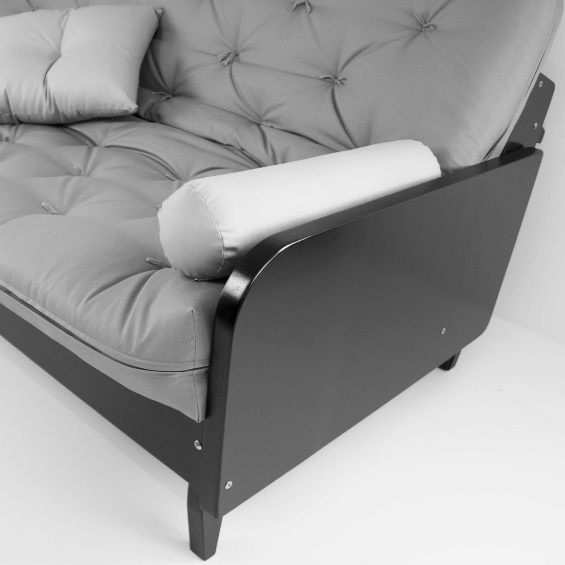 Sofá Cama Paris Cinza Madeira Nobre Preta