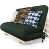 Sofa Cama Casal Futon Oriental D33 Com Madeira Maciça - Verde Militar