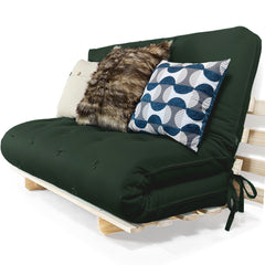 Sofa Cama Casal Futon Oriental D33 Com Madeira Maciça - Verde Militar